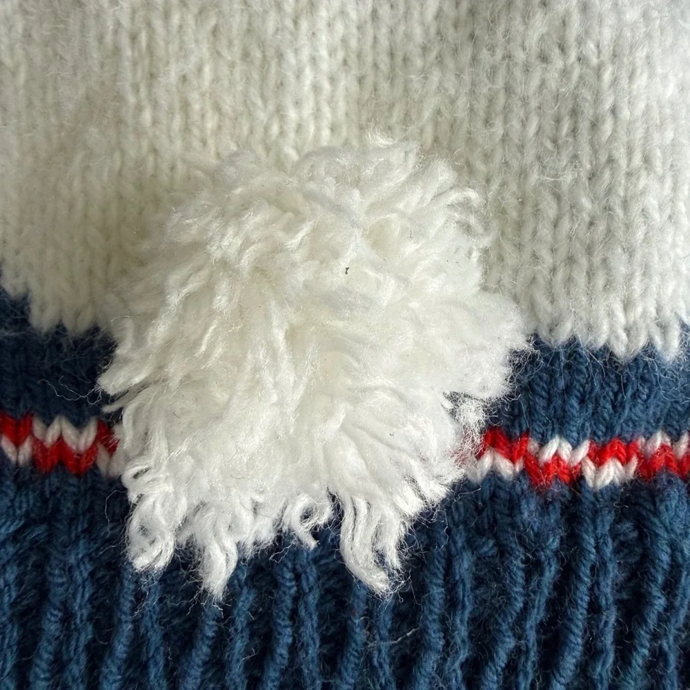 Handmadew‎ Novel Easter Bunny Baby Sweater Rolled Neck Blue White Cotton Blend - Picture 10 of 14